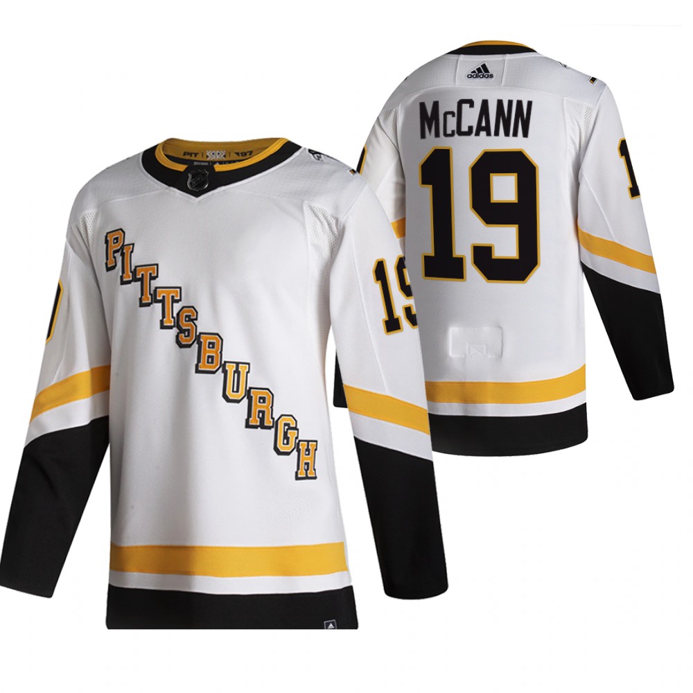 2021 Adidias Pittsburgh Penguins 19 Jared McCann White Men Reverse Retro Alternate NHL Jersey